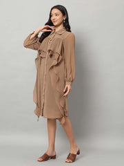 Pleated Geo Shirt Dress