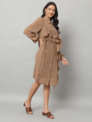 Pleated Geo Shirt Dress