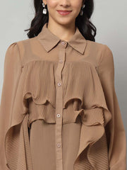 Pleated Geo Shirt Dress