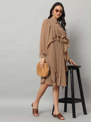 Pleated Geo Shirt Dress